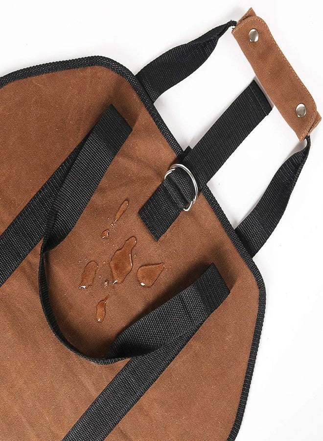 تين ويل حقيبة نقل الحطب من تين ويل، مقاس 38 بوصة × 18 بوصة، وزن 16 أونصة، مصنوعة من قماش مشمع، لحمل الحطب، مزودة بمقابض وأحزمة تثبيت، مناسبة للرحلات والتخييم داخل المنزل، هدية مثالية للرجال (بني). - Image 5