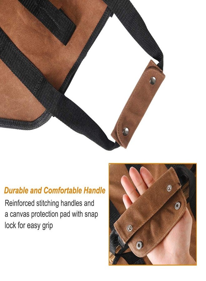 تين ويل حقيبة نقل الحطب من تين ويل، مقاس 38 بوصة × 18 بوصة، وزن 16 أونصة، مصنوعة من قماش مشمع، لحمل الحطب، مزودة بمقابض وأحزمة تثبيت، مناسبة للرحلات والتخييم داخل المنزل، هدية مثالية للرجال (بني). - Image 3