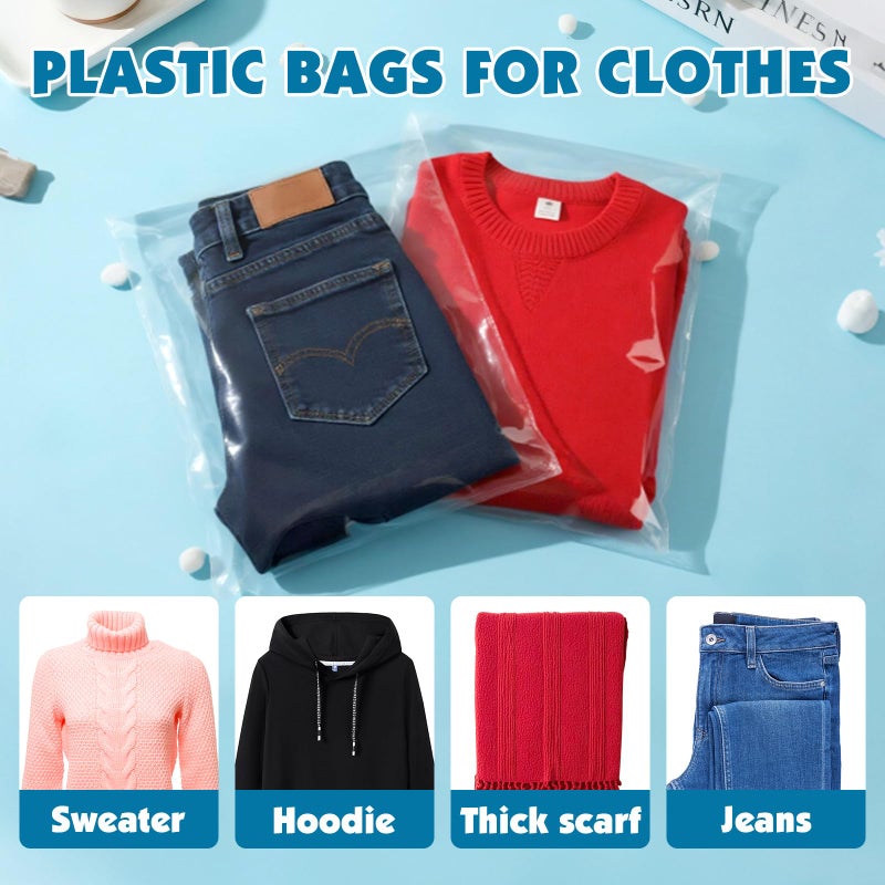 NUITPY 75 Pcs Clear Cellophane Bags, 12x16 Inch Resealable Poly Bag, Self Sealing Shirt Bags, Clear Bag for Clothes, magazine, postcard - Image 4