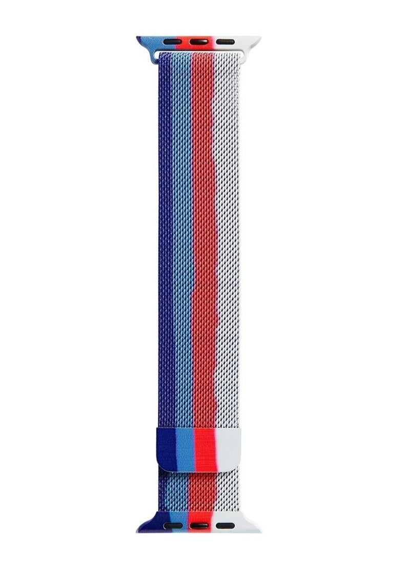 Apple Watch 45mm 44mm 42mm Rainbow Color Milanese Mesh Stainless Steel Magnetic Closure Band Compatible with iWatch Series 7/SE/6/5/4/3/2/3