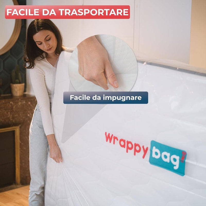 WRAPPYBAG غطاء مرتبة بلاستيكي - 5 مقاسات متاحة - حقيبة تخزين مقاومة للماء والتمزق - للانتقال والتخزين والنقل - 70 × 140 سم - Image 5