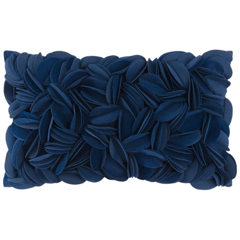 KINGROSE Handmade 3D Flower Accent Throw Pillow Cover Home Decorative Pillow Case Soft Rectangle Cushion Cover for Sofa Living Room Bed Sofa Couch 12 x 20 Inches Velvet Navy Blue - Image 1