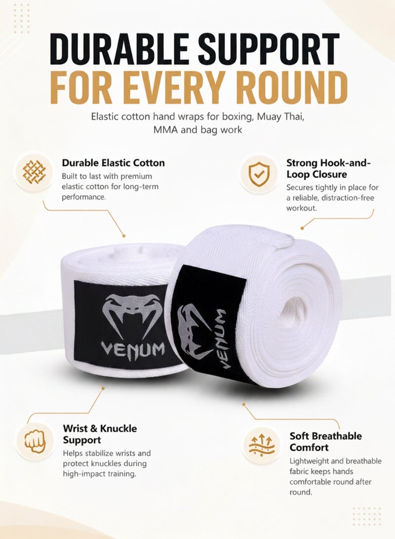 VENUM Boxing Hand Wraps for Men & Women 5M Stretch Cotton Wrist Support Bandages for Muay Thai MMA Kickboxing Gym Training Knuckle Protection with Hook & Loop Closure - Image 4