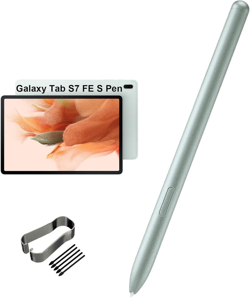 PCTC Economical varied design options Galaxy Tab S7 FE Pen Replacemen Stylus Pen for Samsung Galaxy Tab S7 FE -T730, T733, T736B Touch Pen + Tips/Nibs(Without Bluetooth)(Mystic Green) Field test upgraded craftsmanship - Image 1