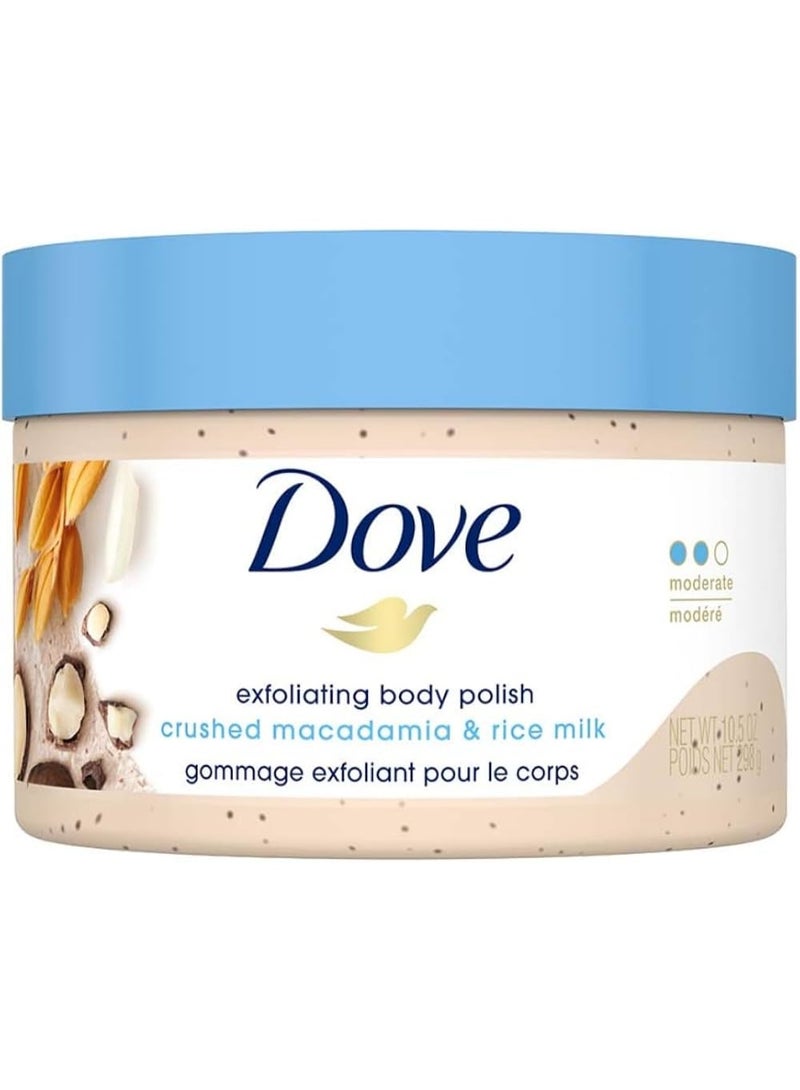 Exfoliating Body Polish Scrub for Silky Skin Crushed Macadamia & Rice Milk Body Scrub Exfoliates & Gives Lasting Nourishment 298g