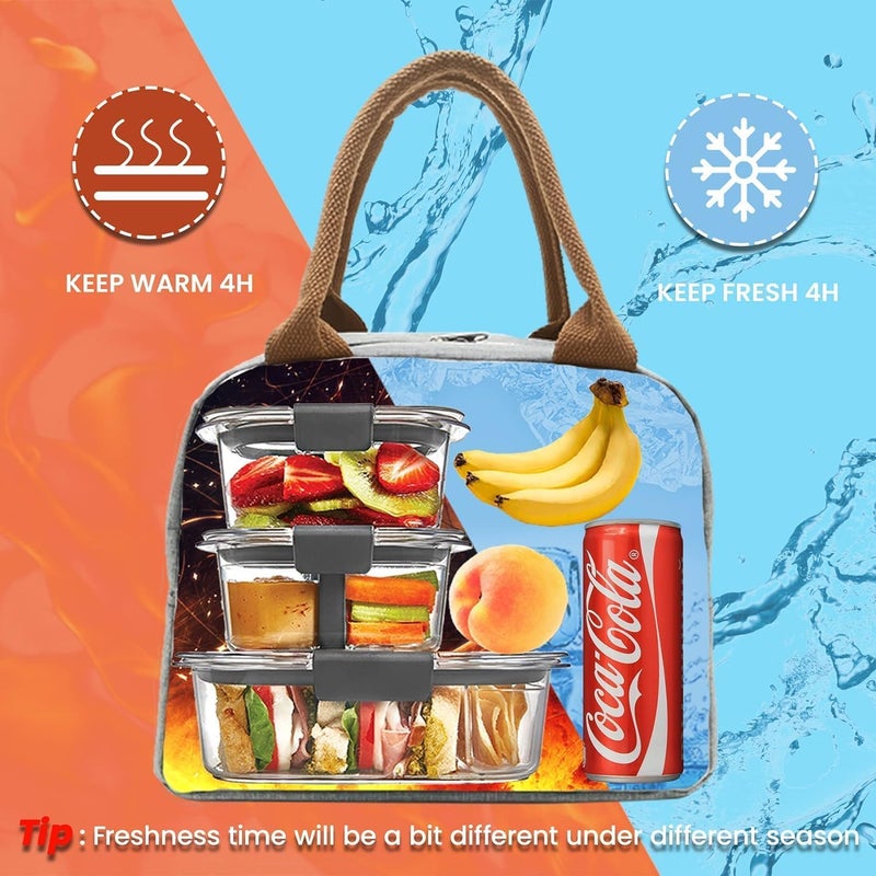 Foyken Nylon Large Insulated Lunch Bag (10L) – Hot & Cold Tiffin Pouch for Office, School, Men, Women, Boys & Girls | Durable Food Storage Lunch Box Bag (Blue Rose) - Image 3