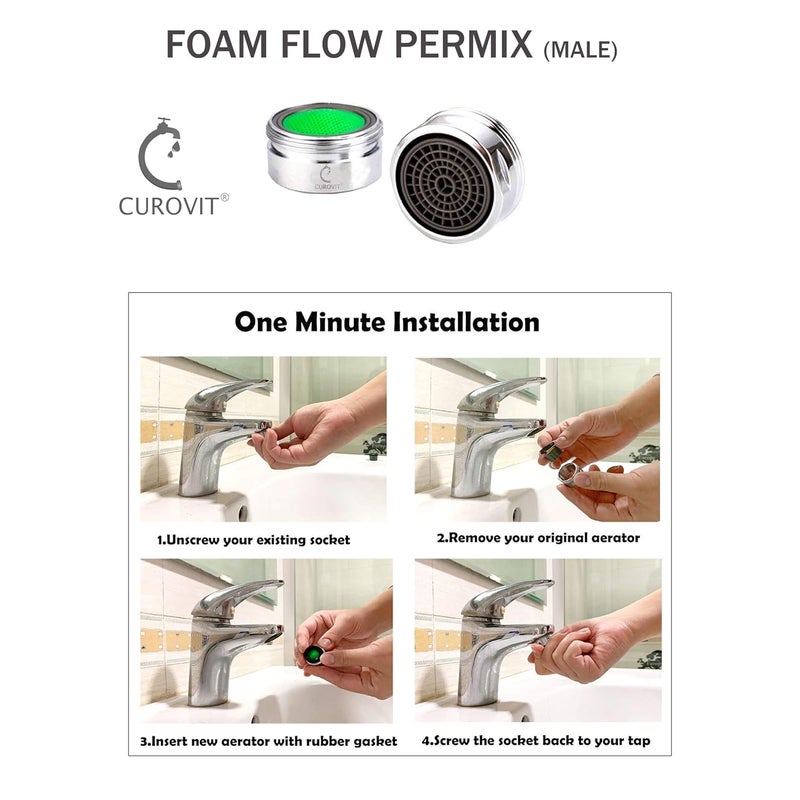 CUROVIT CUROVIT Brass Male Aerator Foam Flow Pack of 20pc 24mm for Elevate Your Faucet Flow  - Image 3
