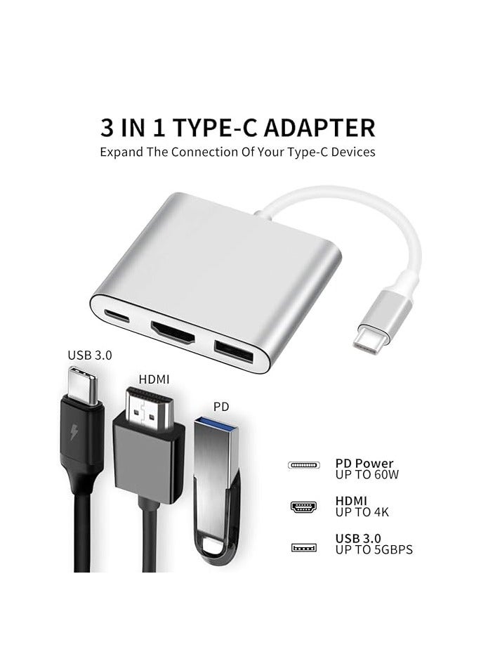 USB-C to HDMI Adapter, USB 3.1 Type C to HDMI 4K Multiport AV Converter with USB 3.0 Port Mac HDMI Adapter,USB-C Digital AV Multi Port Adapter Compatible MacBook Pro/ S8+/S9+/Projector/Monitor（Gray） - Image 2