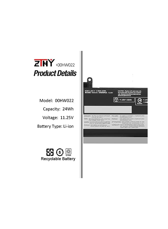 ZTHY 24Wh 00Hw022 Laptop Battery For Lenovo Thinkpad T460S T470S Series 00Hw023 Sb10F46461 00Hw036 Sb10F46474 00Hw037 Sb10F46460 Sb10F46475 11.25V 2090Mah - Image 2