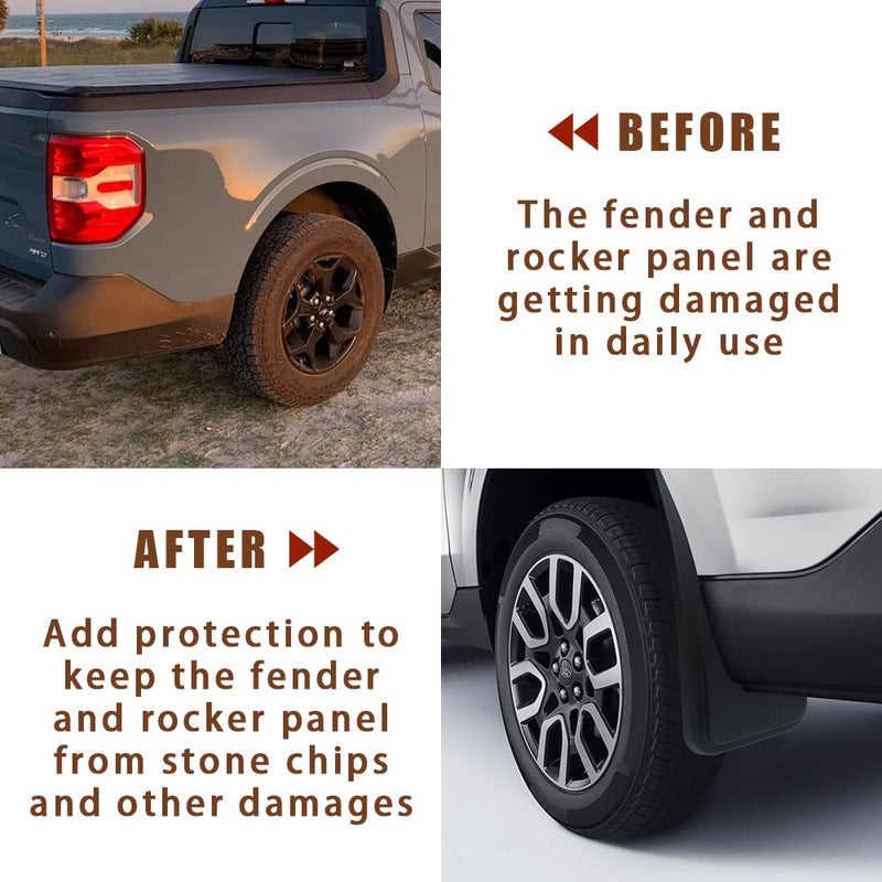 Muslogy Mud Flaps for 2022-2025 Maverick MudFlap Front&Rear Mud Guards 4PCS No Drilling Needed Exterior Accessories Splash Guard Compatible with Ford Maverick 22-25(Not for 2025 Maverick Lobo Edition) - Image 5