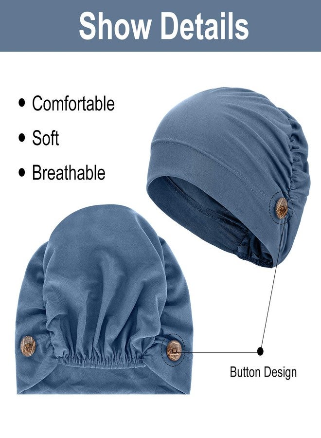 Geyoga 3 Pieces Bouffant Caps with Buttons Unisex Stretchy Headband Turban with Buttons for Women - Image 4