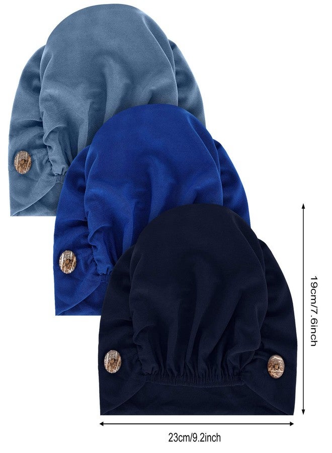 Geyoga 3 Pieces Bouffant Caps with Buttons Unisex Stretchy Headband Turban with Buttons for Women - Image 2
