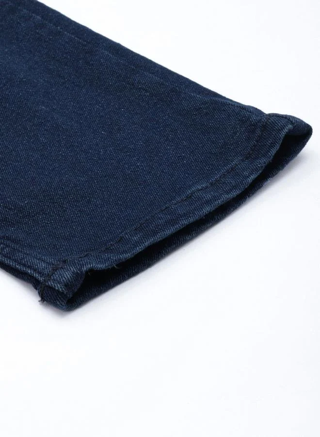 The Indian Garage Co  The Indian Garage Co Men Dark Blue Mid Rise Slim Fit Faded Jeans for Men | Best Price UAE