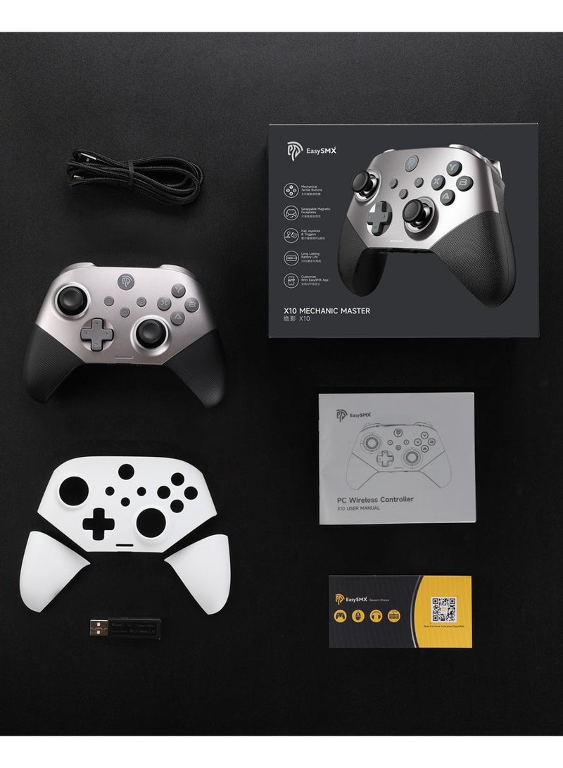 EasySMX Professional Gamepad EasySMX X10 Enhanced Bluetooth Gaming Controller for PC/Steam/iPhone/Android/Android TV/Switch with Swappable Faceplate Triple 19 Mechanical Metal Keys Hall Effect Joysticks and Triggers No Stick Drift, No Dead Zone Adjutable Dual Vibration One Key Wake Up 6-Axis Gyro Motion Control Turbo Function 2 Programmable Back Buttons 1000mAh Battery Play Black Myth Wukong - Image 2