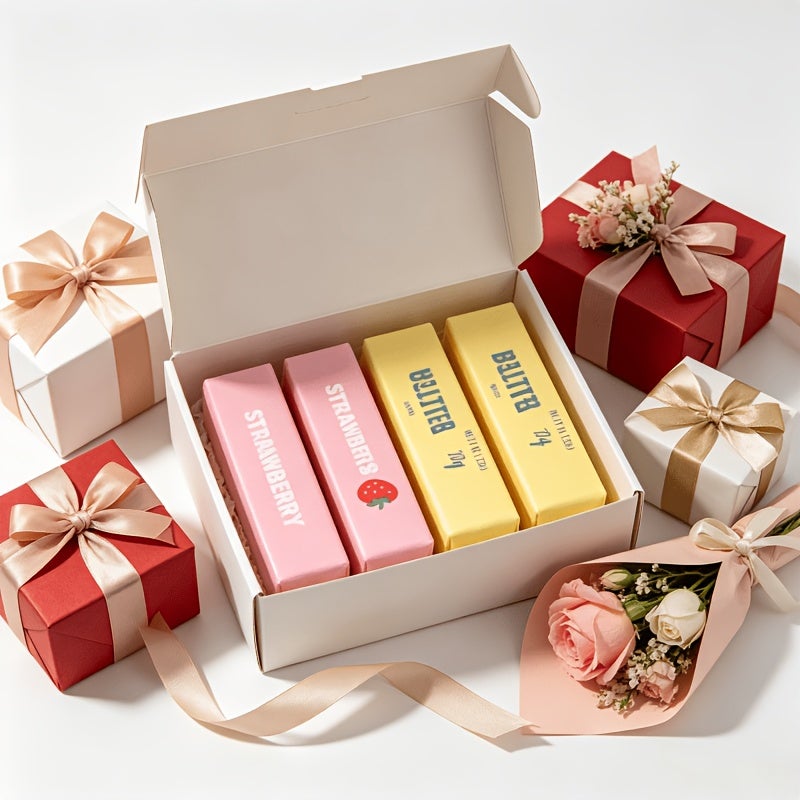 Cute Butter Block Squishy Fidget Toy, Soft Slow Rebound Squeeze Toy, Simulation Food Strawberry Butter Stick Stress Relief Toy for Kids Gift - Image 2
