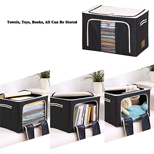 Gokich Gokich Oxford fabric Living Box Wardrobe Organizer Storage Boxes for Clothes with Zip 66 Litre Pack of 1 66 LTR  - Image 2