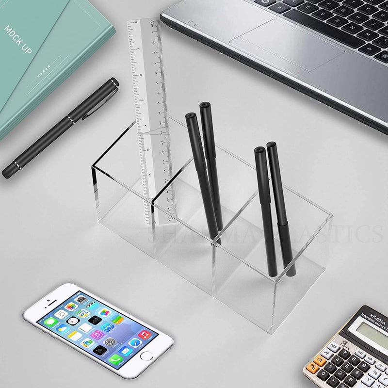 SHARMA PLASTICS multi purpose stand toothbrush holder pen stand table organizer brush holder makeup holder Clear Acrylic - Image 5