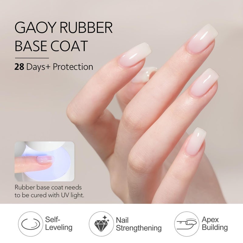 GAOY 6 Colors Rubber Base Gel Set, Jelly Builder Base Nail Gel Nude Sheer White Pink, 2-in-1 Soak Off Nail Strengthener, Blush Jelly - Image 5