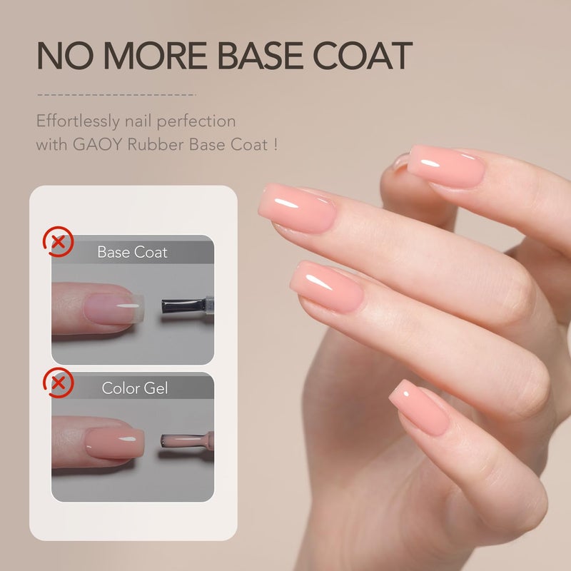 GAOY 6 Colors Rubber Base Gel Set, Jelly Builder Base Nail Gel Nude Sheer White Pink, 2-in-1 Soak Off Nail Strengthener, Blush Jelly - Image 2