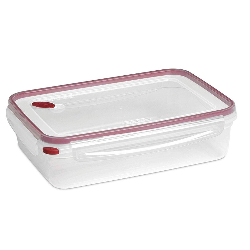 Sterilite Ultra-Seal 16 Cup Rectangle, Airtight Food Storage Container, Latching Lid, Microwave and Dishwasher Safe, Clear With Blue Gasket, 1-Pack - Image 1