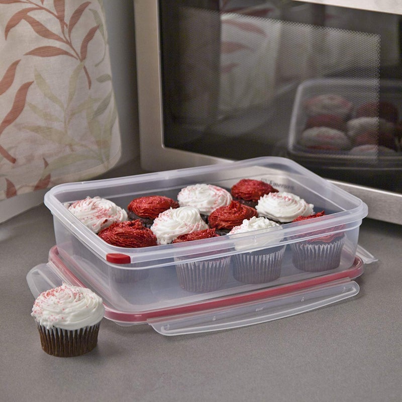 Sterilite Ultra-Seal 16 Cup Rectangle, Airtight Food Storage Container, Latching Lid, Microwave and Dishwasher Safe, Clear With Blue Gasket, 1-Pack - Image 4
