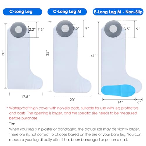 COMFYTHERA Waterproof Cast Cover for Shower Ankle Wound Protector Bath Adult Watertight Cast Bag Showering for Surgery Foot, Ankle, Burns Reusable (C-Long Leg) - Image 2