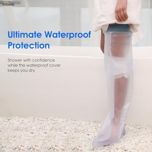 COMFYTHERA Waterproof Cast Cover for Shower Ankle Wound Protector Bath Adult Watertight Cast Bag Showering for Surgery Foot, Ankle, Burns Reusable (C-Long Leg) - Image 3