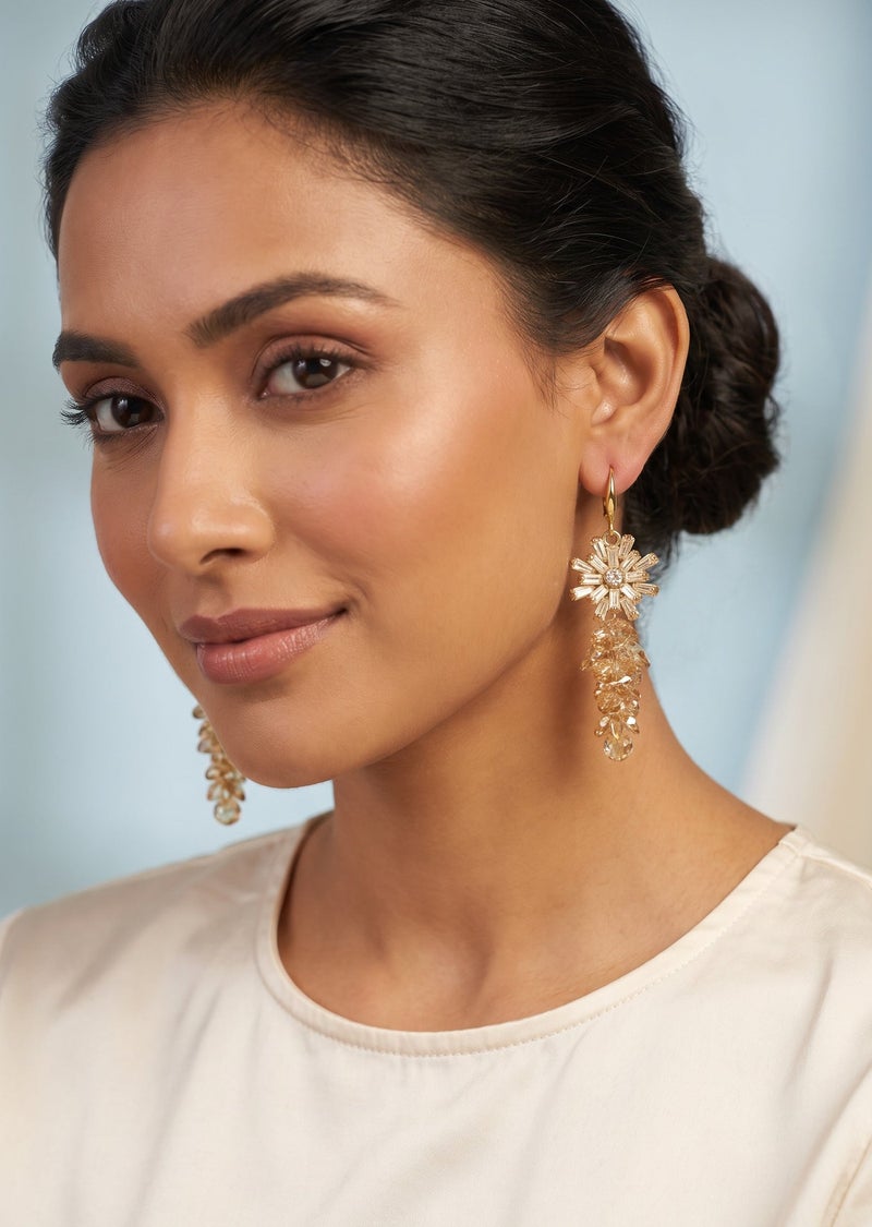 R.C.E Accessories Star Earrings for Women & Girls – Elegant Gold Plated Earing with Dropped Gold Crystal Design, Sparkling Fashion Jewelry, Stylish Earing for Everyday Wear, Parties & Gifting - Image 2