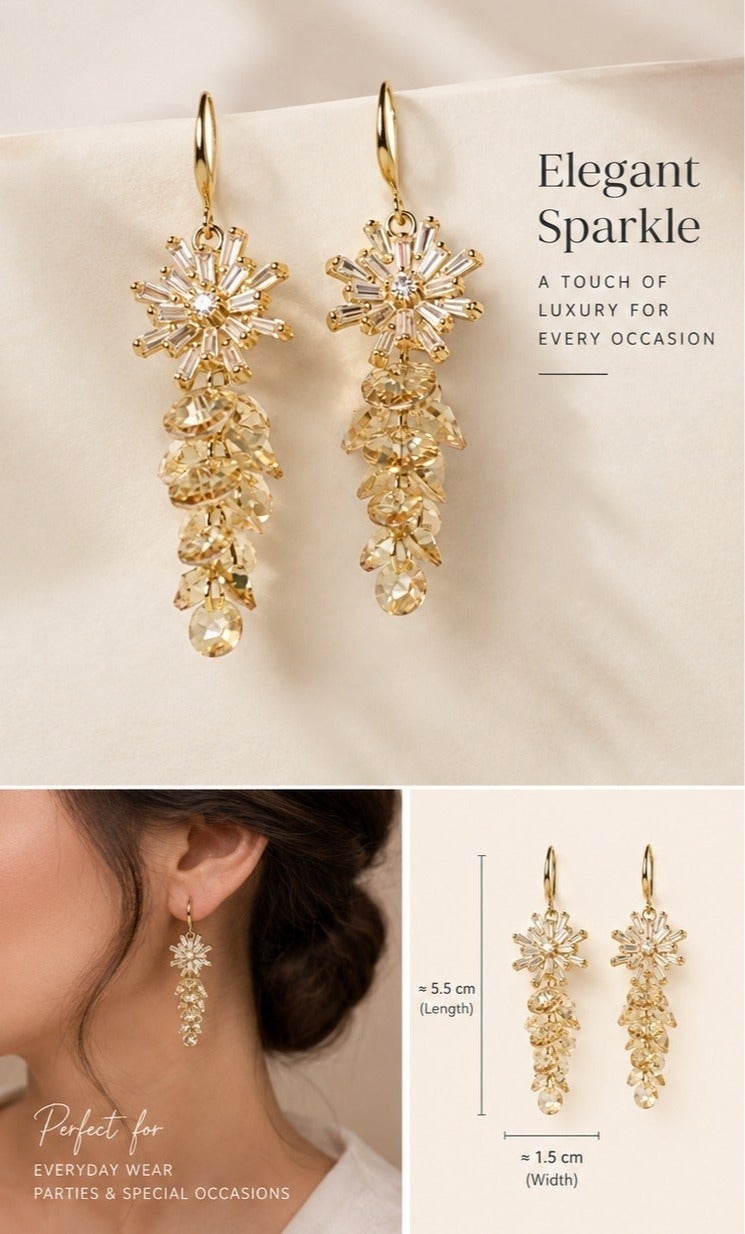 R.C.E Accessories Star Earrings for Women & Girls – Elegant Gold Plated Earing with Dropped Gold Crystal Design, Sparkling Fashion Jewelry, Stylish Earing for Everyday Wear, Parties & Gifting - Image 3
