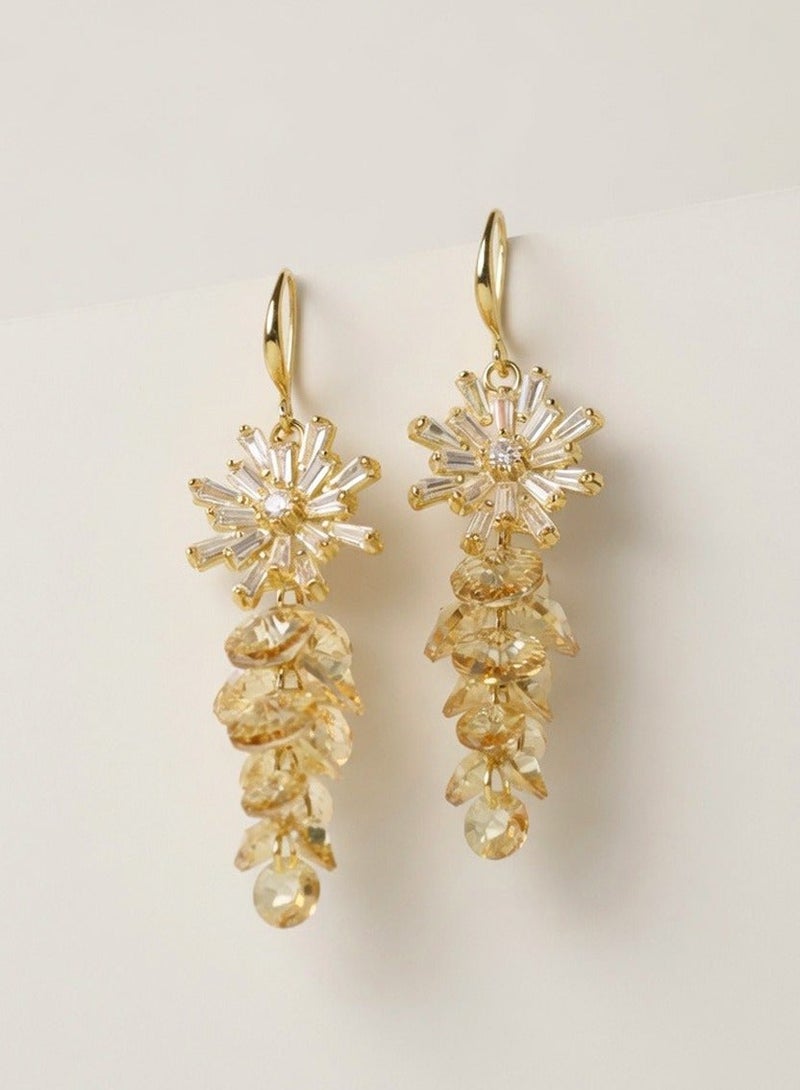 R.C.E Accessories Star Earrings for Women & Girls – Elegant Gold Plated Earing with Dropped Gold Crystal Design, Sparkling Fashion Jewelry, Stylish Earing for Everyday Wear, Parties & Gifting - Image 1