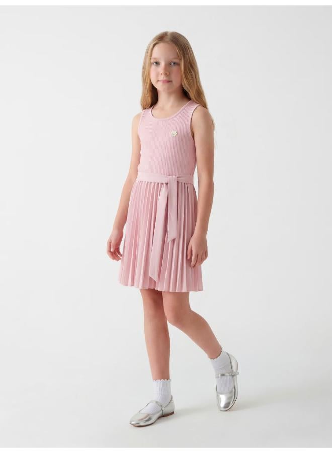 GUESS Youth Pleated Sleeveless Midi Dress With Belt - Image 4