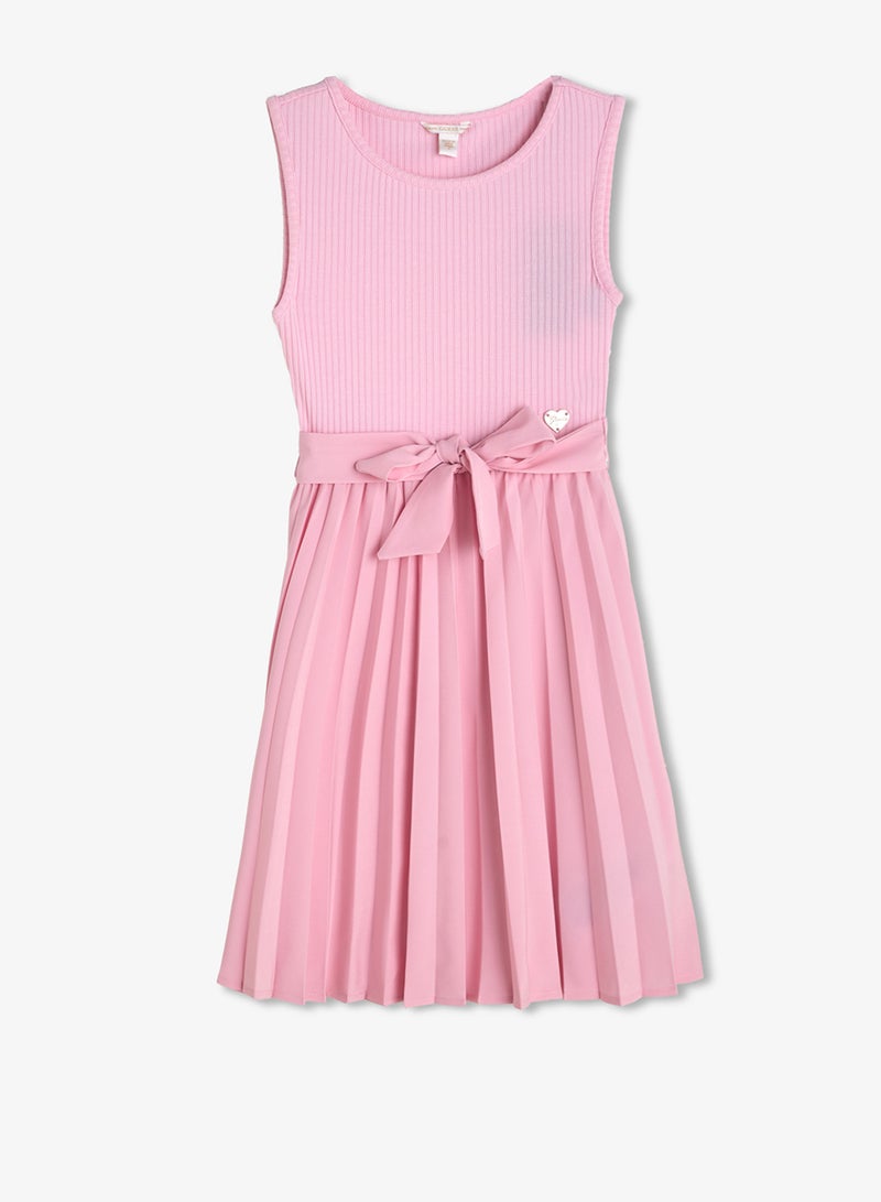 GUESS Youth Pleated Sleeveless Midi Dress With Belt - Image 1