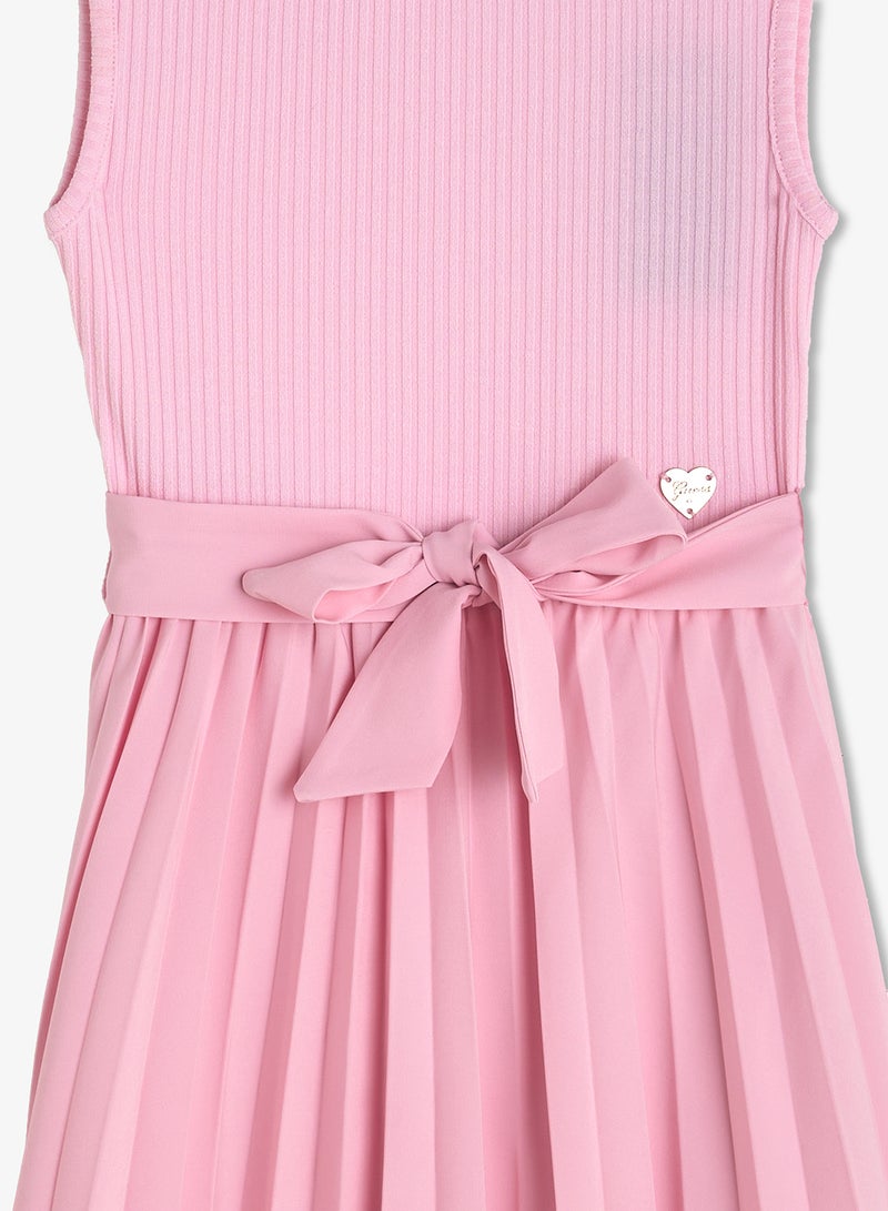 GUESS Youth Pleated Sleeveless Midi Dress With Belt - Image 3