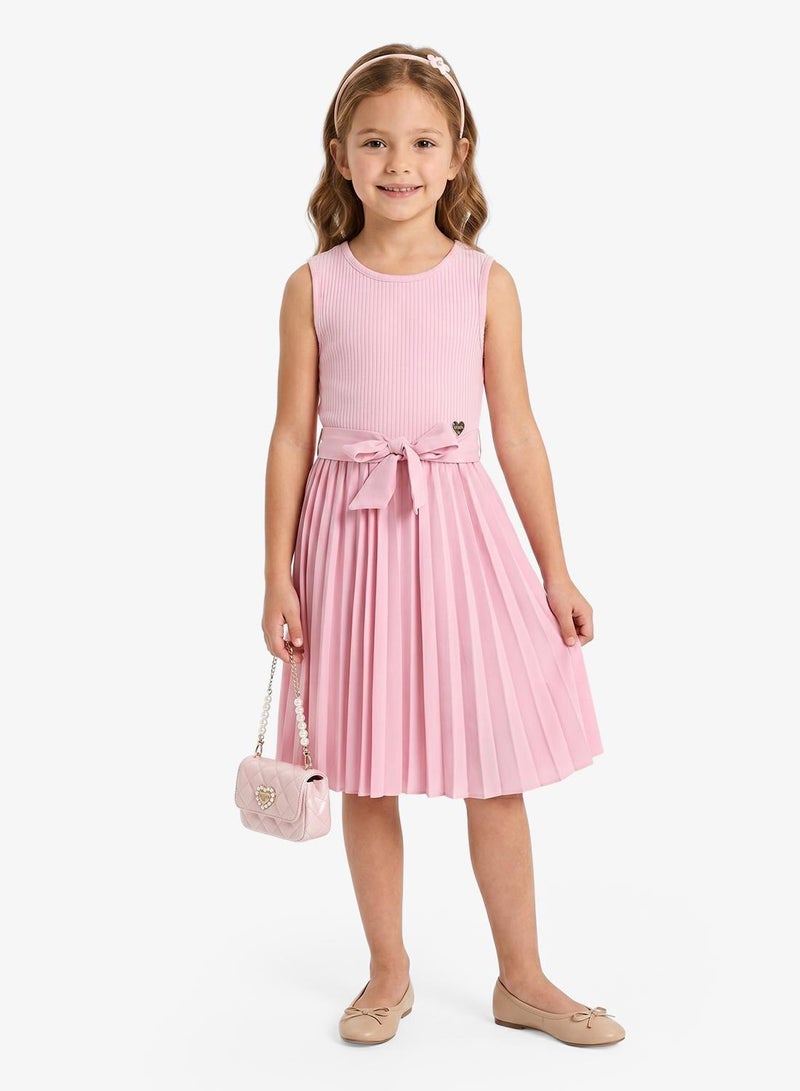 GUESS Youth Pleated Sleeveless Midi Dress With Belt - Image 1