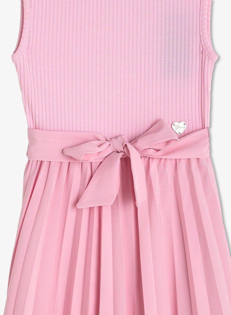 GUESS Youth Pleated Sleeveless Midi Dress With Belt - Image 4