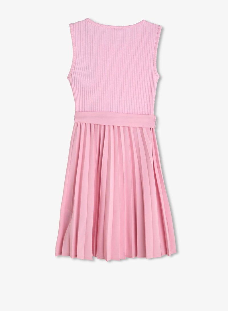 GUESS Youth Pleated Sleeveless Midi Dress With Belt - Image 3