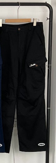 corteiz American Style Retro Multi-Pocket Functional Overalls Mens Trendy Brand All-Match Loose Straight Casual Long Pants Black  - Image 1