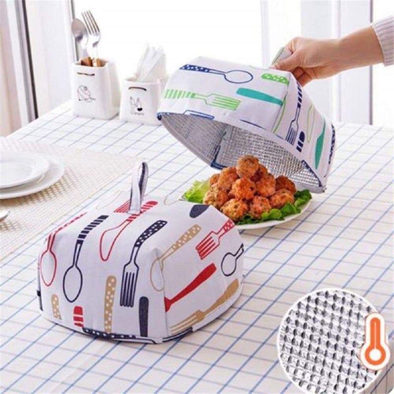UPKARANWALE Fabric Creative Foldable Dish Kitchen Meal Insulation Aluminum Foil Food Dining Table Dust Cover Multicolour  - Image 2