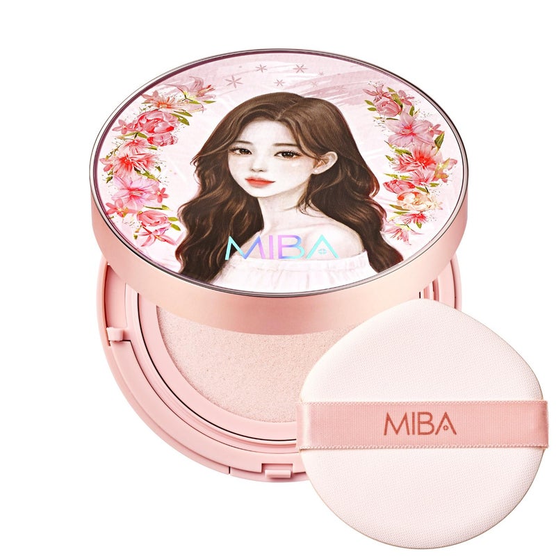 MIBA Ion Calcium Foundation Double Cushion Glow 25 g / 0.88 oz Big Cushion SEASON 3. Long Lasting Cover Effect. Moisture glow. Skin tightening relief. Smooth adhesion. (Lovely #21 Rosy Ivory) - Image 1