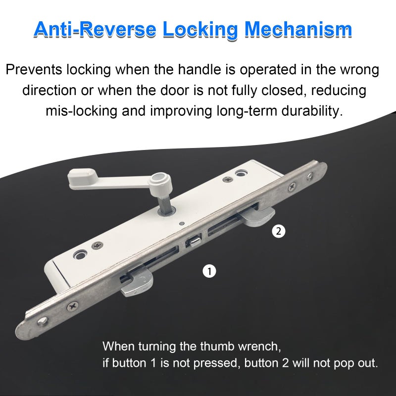 ALLYWASAI Sliding Patio Door Handle Set with Mortise Lock, Suitable for Sliding Glass Patio Door Thickness from 1.5in to 2in, 4-15/16" Screw Holes, Need to Drill, Reversible Design, Keyed, White - Image 3