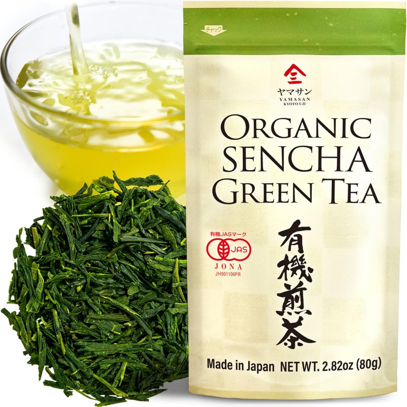 chaganju Green Tea leaves Sencha, JAS Certified Organic, Japanese Green Tea, Uji-Kyoto, 80g Bag, Sencha Green Tea, Loose Leaf【YAMASAN】 - Image 1