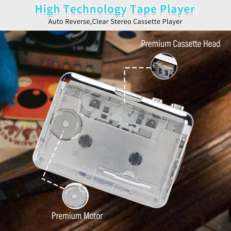 Portable USB Cassette Player Recorder Auto Reverse Tape to MP3 Digital Converter with Headphones - Image 4