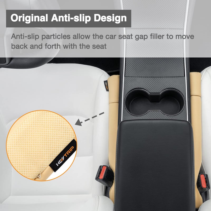 HEYTRIP Car Seat Gap Filler Universal Fit Organizer Fill The Gap Keep Cellphones Keys Wallet Coins from Falling, Driver or Passenger Front Use, Pack of 2(Beige) - Image 5
