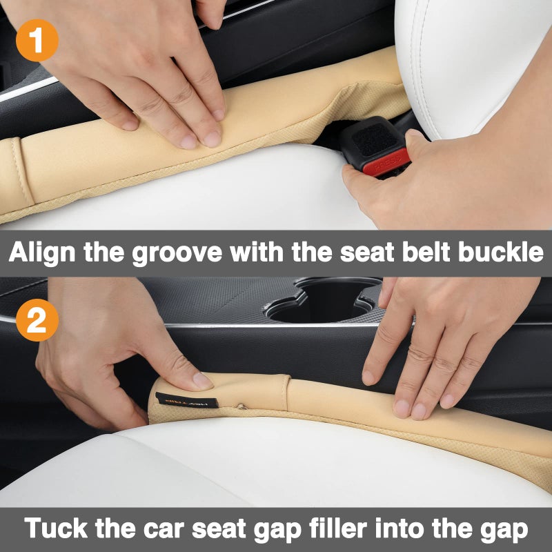 HEYTRIP Car Seat Gap Filler Universal Fit Organizer Fill The Gap Keep Cellphones Keys Wallet Coins from Falling, Driver or Passenger Front Use, Pack of 2(Beige) - Image 2