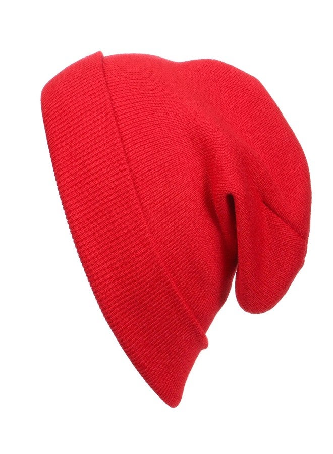Cap911 Unisex Plain 12 inch Long Beanie - Many Colors Fire Red