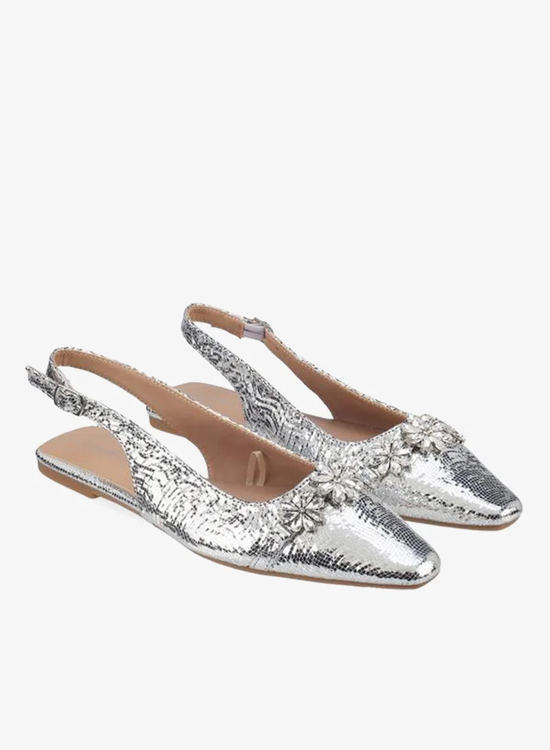 Flora Bella By Shoexpress  Flora Bella Women Embellished Pointed Toe Slingback Flats for Women | Best Price UAE