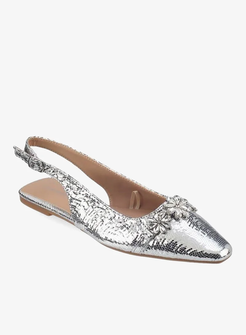 Flora Bella By Shoexpress  Flora Bella Women Embellished Pointed Toe Slingback Flats for Women | Best Price UAE