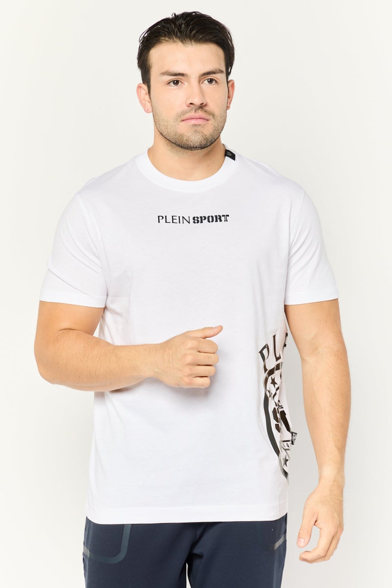 PHILIPP PLEIN Plein Sport Men Sportswear Fit Short Sleeves Outdoor T-Shirt, White - Image 1