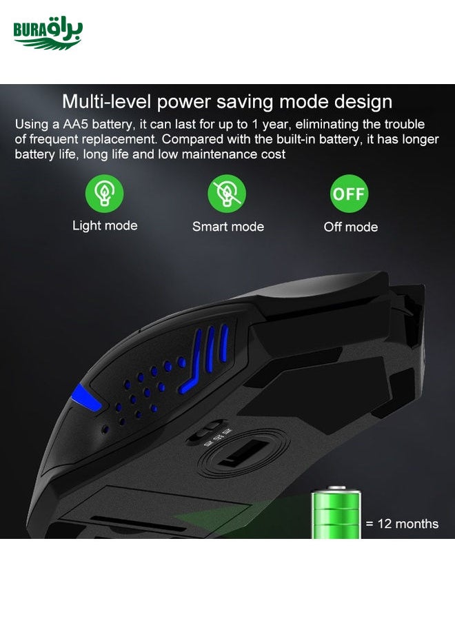 BURAQ - ET X-08 7-keys 2400DPI 2.4G Wireless Mute Gaming Mouse with USB Receiver & Colorful Backlight (Black) - Image 1