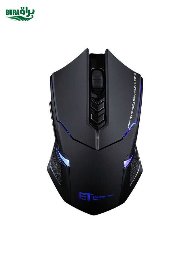 BURAQ - ET X-08 7-keys 2400DPI 2.4G Wireless Mute Gaming Mouse with USB Receiver & Colorful Backlight (Black) - Image 1